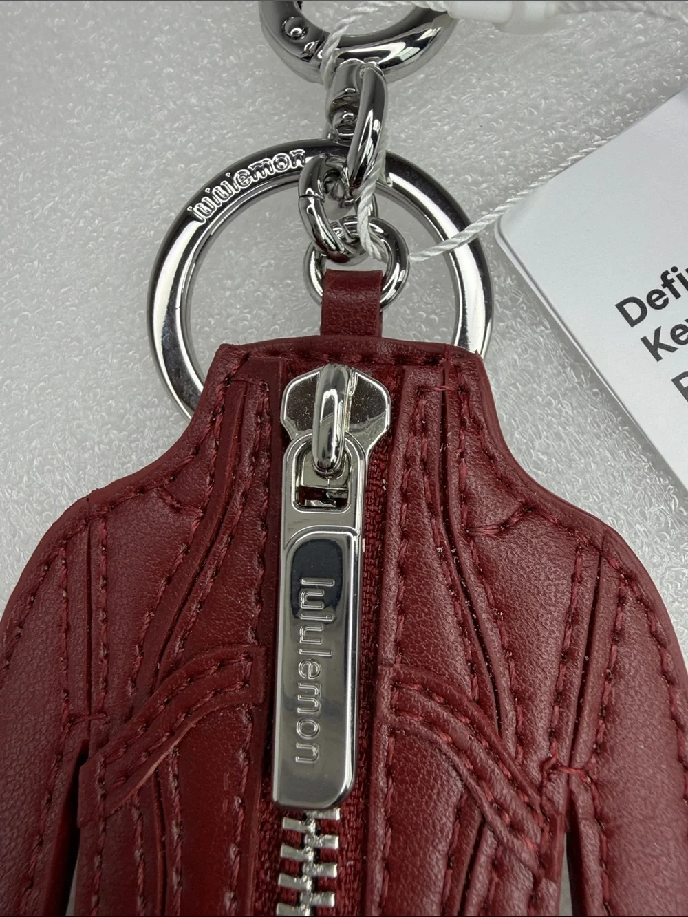 🆕 LULULEMON Define Jacket Keychain Cranberry Charm/Silver NWT